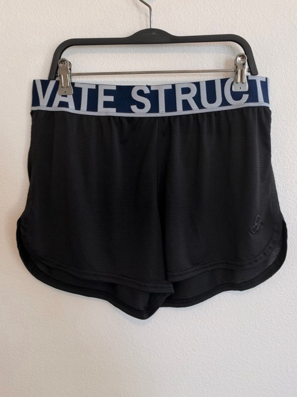Private Structure Athletic Mesh Running Shorts in Black & Blue Large